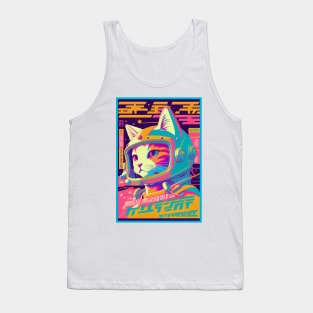 Vintage Anime Space Cat | Quality Retro Anime Origin Design | Chibi Kawaii Manga Art Tank Top